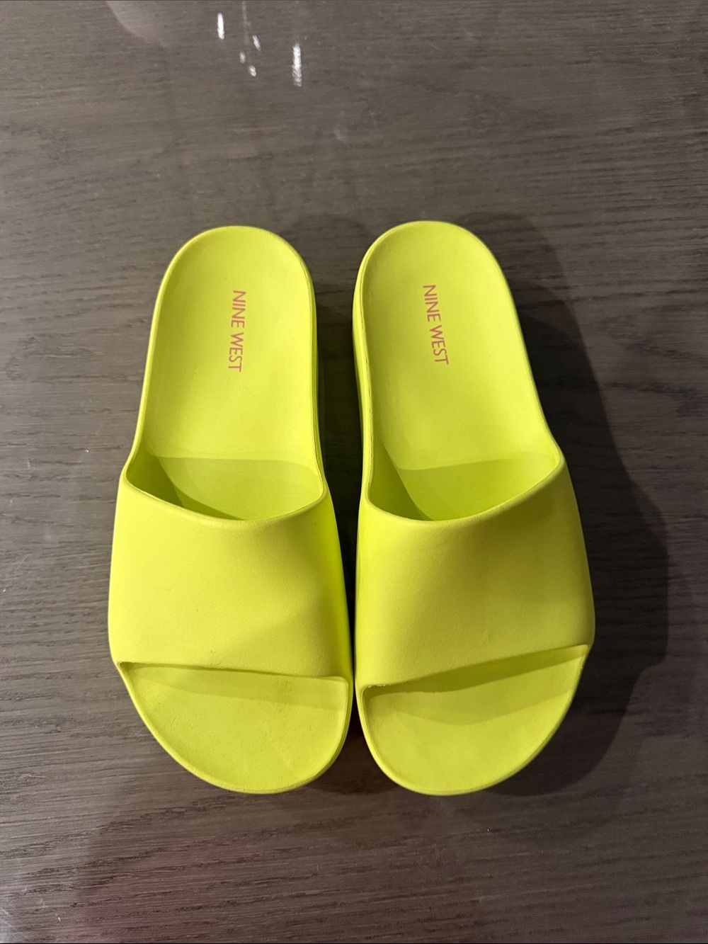 Nine West Bright Yellow Slide Sandals